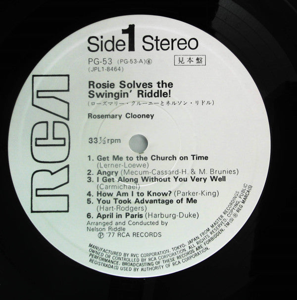 Rosemary Clooney - Rosie Solves The Swingin' Riddle! (Vinyl, LP, Album, Promo, Stereo) Very Good (VG) / Very Good (VG)