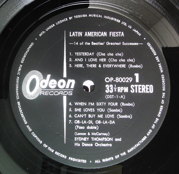 Sydney Thompson And His Orchestra - Latin American Fiesta (14 Of The Beatles Greatest Successes) (Vinyl, LP, Album) Very Good (VG) / Very Good (VG)