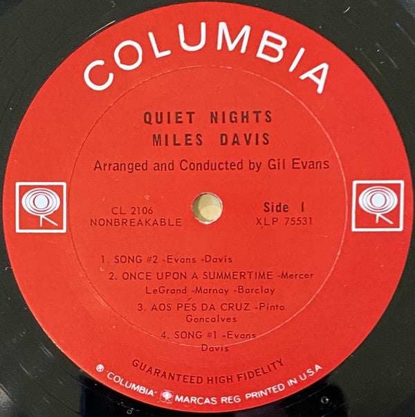 Miles Davis - Quiet Nights (Vinyl, LP, Album, Mono) Very Good Plus (VG+) / Very Good (VG)