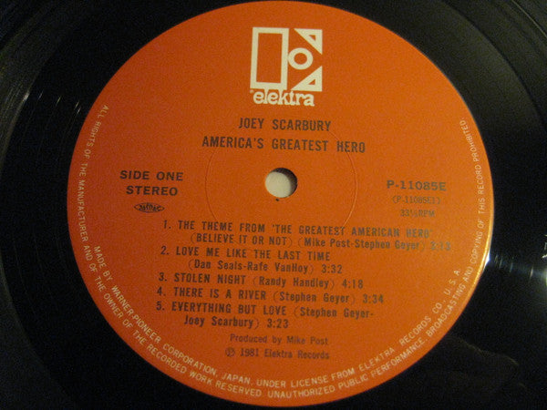Joey Scarbury - America's Greatest Hero (Vinyl, LP, Album) Very Good Plus (VG+) / Very Good Plus (VG+)