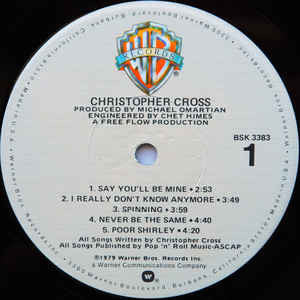 Christopher Cross - Christopher Cross (Vinyl, LP, Album) Very Good (VG) / Very Good (VG)