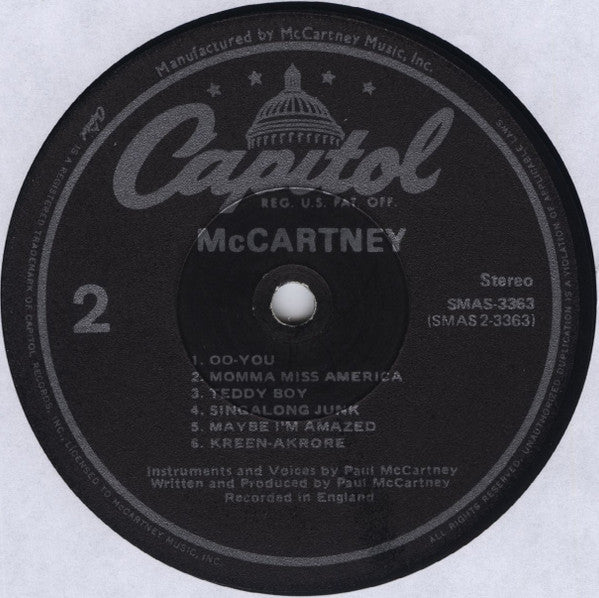 Paul McCartney - McCartney (Vinyl, LP, Album, Reissue, Stereo) Very Good (VG) / Very Good (VG)