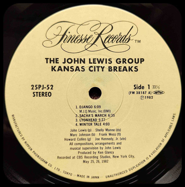 The John Lewis Group - Kansas City Breaks (Vinyl, LP, Album) Near Mint (NM or M-) / Near Mint (NM or M-)