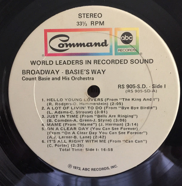 Count Basie Orchestra - Broadway Basie's...Way (Vinyl, LP, Album, Reissue, Stereo) Very Good (VG) / Very Good (VG)