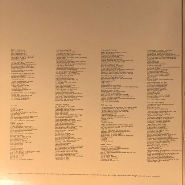 Joni Mitchell - Court And Spark (Vinyl, LP, Album, Reissue, Stereo) Very Good Plus (VG+) / Near Mint (NM or M-)