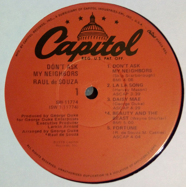 Raul de Souza - Don't Ask My Neighbors (Vinyl, LP, Album) Very Good (VG) / Good Plus (G+)