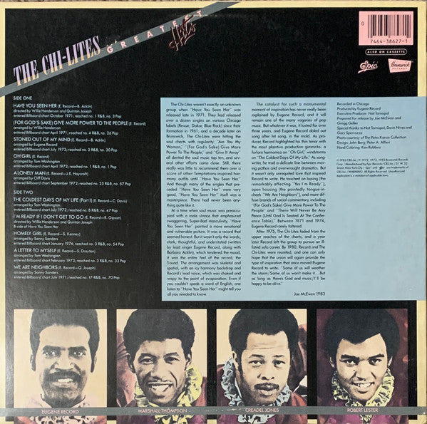 The Chi-Lites - Greatest Hits (Vinyl, LP, Album, Compilation, Stereo) Very Good (VG) / Good Plus (G+)