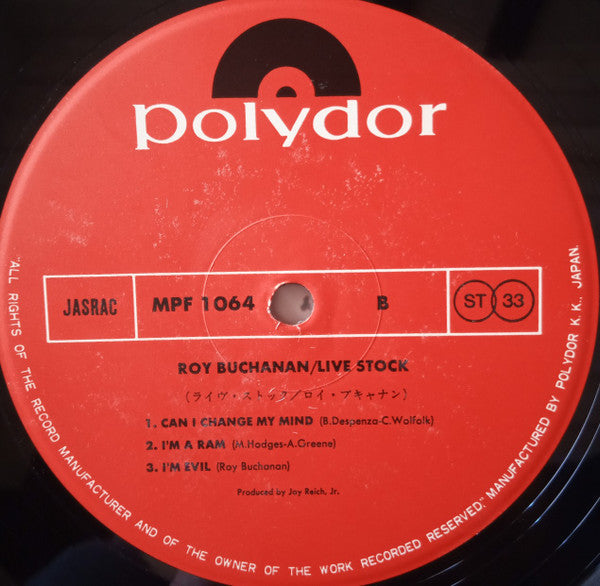 Roy Buchanan - Live Stock (Vinyl, LP, Album, Reissue, Stereo) Very Good Plus (VG+) / Very Good Plus (VG+)