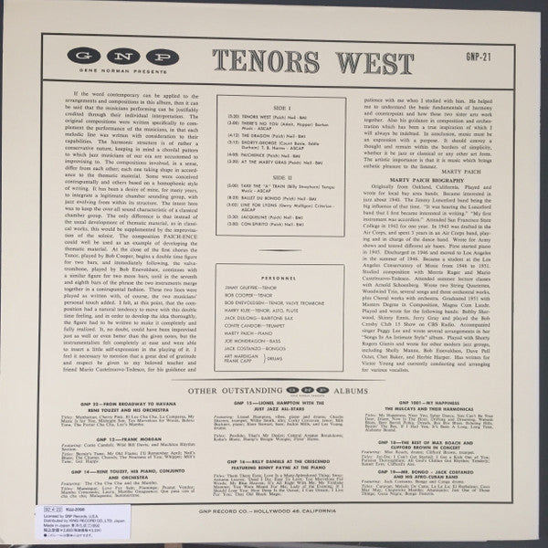 Jimmy Giuffre - Tenors West (Vinyl, LP, Album, Reissue, Mono) Very Good Plus (VG+) / Very Good Plus (VG+)
