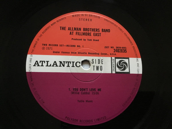 The Allman Brothers Band - The Allman Brothers Band At Fillmore East (2xVinyl, LP, Album) Very Good Plus (VG+) / Very Good Plus (VG+)