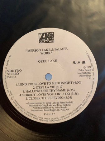 Emerson, Lake & Palmer - Works (Volume 1) (2xVinyl, LP, Album, Promo, Stereo) Near Mint (NM or M-) / Very Good (VG)