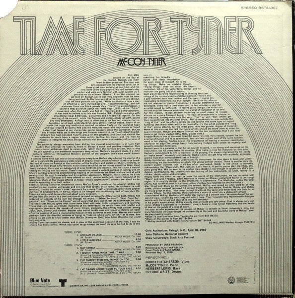 McCoy Tyner - Time For Tyner (Vinyl, LP, Album, Repress, Stereo) Very Good Plus (VG+) / Very Good Plus (VG+)