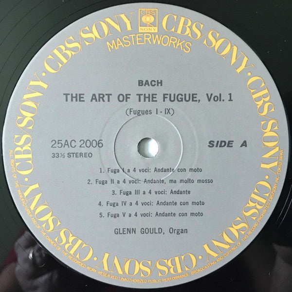 JOhann Sebastian Bach - The Art Of The Fugue, Vol. 1 (Vinyl, LP, Album, Reissue, Stereo) Very Good Plus (VG+) / Very Good Plus (VG+)