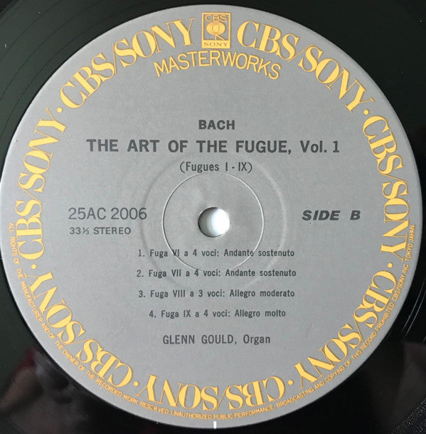 JOhann Sebastian Bach - The Art Of The Fugue, Vol. 1 (Vinyl, LP, Album, Reissue, Stereo) Very Good Plus (VG+) / Very Good Plus (VG+)