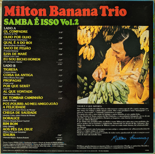 Milton Banana Trio - Samba E Isso Volume 2 (Vinyl, LP, Album) Very Good (VG) / Very Good (VG)