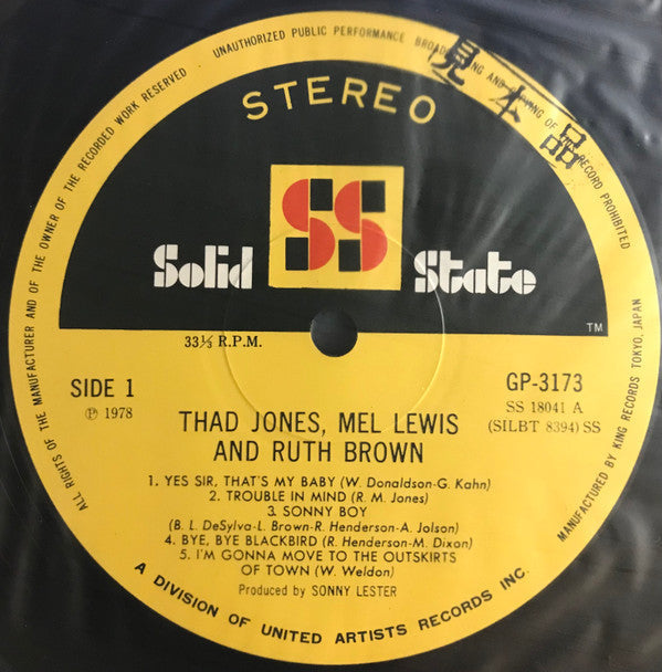 Thad Jones & Mel Lewis - The Big Band Sound Of Thad Jones • Mel Lewis Featuring Miss Ruth Brown (Vinyl, LP, Album, Stereo) Good Plus (G+) / Very Good (VG)