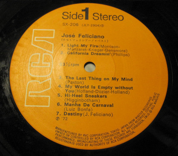 José Feliciano - Feliciano (Vinyl, LP, Compilation, Stereo) Very Good Plus (VG+) / Very Good Plus (VG+)