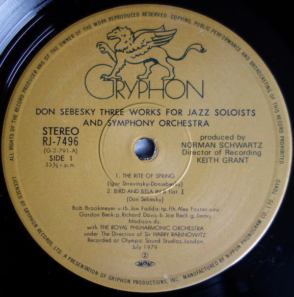 Don Sebesky - Three Works For Jazz Soloists & Symphony Orchestra (Vinyl, LP, Album) Very Good (VG) / Very Good Plus (VG+)