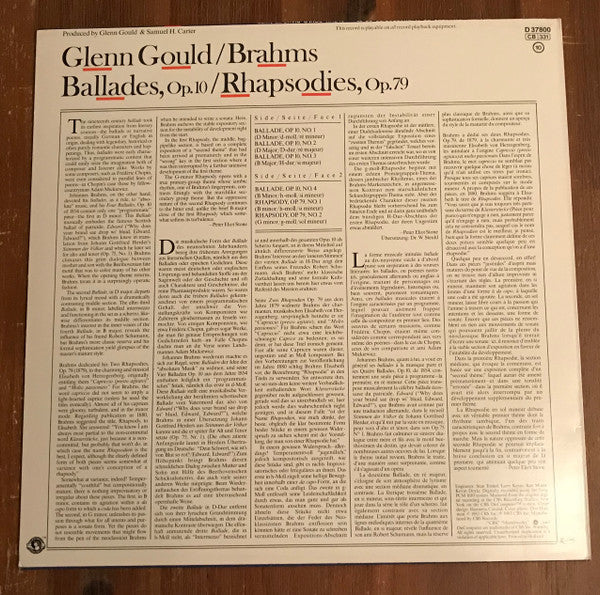 Johannes Brahms - Ballades, Op.10, Rhapsodies, Op.79 (Vinyl, LP, Album, Stereo) Near Mint (NM or M-) / Very Good Plus (VG+)