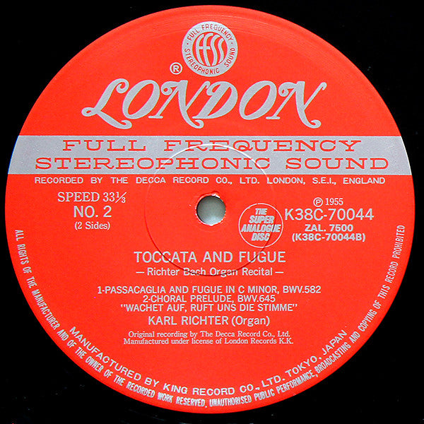Karl Richter - Toccata And Fugue (Richter Bach Organ Recital) (Vinyl, LP, Album, Reissue, Stereo) Near Mint (NM or M-) / Very Good Plus (VG+)