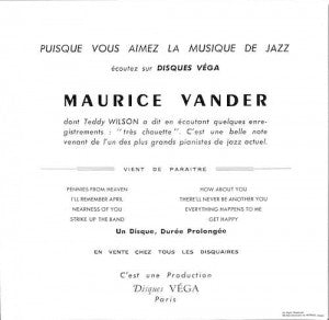 Maurice Vander - Piano Jazz (Vinyl, 10", Compilation) Very Good Plus (VG+) / Near Mint (NM or M-)