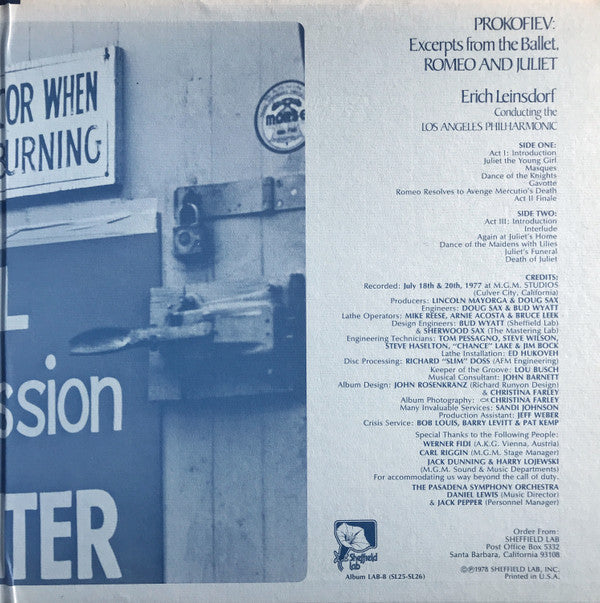 Sergei Prokofiev - Excerpts From The Ballet, Romeo And Juliet (Vinyl, LP, Album, Limited Edition, Reissue, Repress, Stereo) Very Good Plus (VG+) / Very Good Plus (VG+)