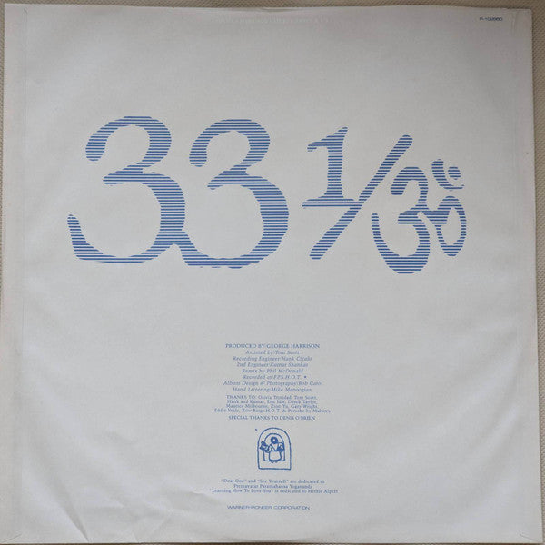 George Harrison - Thirty Three & 1/3 = 33 & 1/3 (Vinyl, LP, Album, Promo, Stereo) Very Good Plus (VG+) / Very Good (VG)