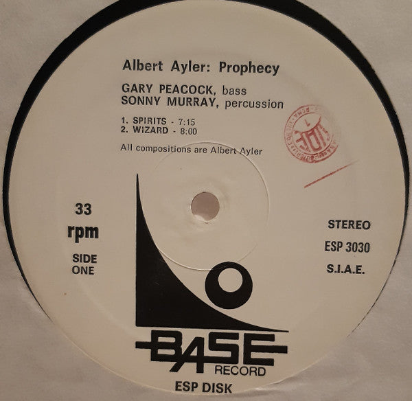 Albert Ayler - Prophecy (Vinyl, LP, Album, Reissue) Very Good Plus (VG+) / Good Plus (G+)