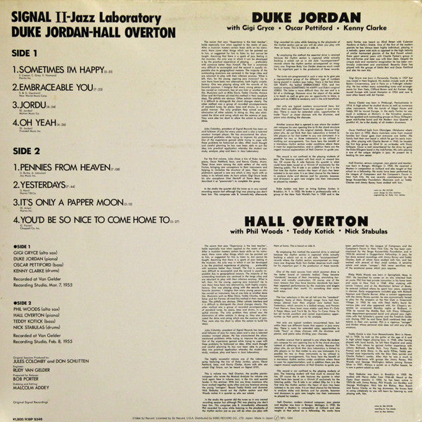 Duke Jordan - Jazz Laboratory Series (Vinyl, LP, Compilation, Mono) Very Good Plus (VG+) / Very Good Plus (VG+)