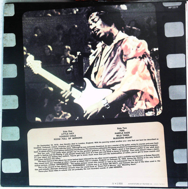 Jimi Hendrix - More "Experience" Jimi Hendrix (Titles From The Original Sound Track Of The Feature Length Motion Picture) (Volume Two) (Vinyl, LP, Album) Good Plus (G+) / Good (G)