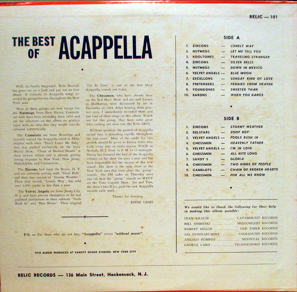 Various - The Best Of Acappella (Vinyl, LP, Compilation) Very Good (VG) / Very Good Plus (VG+)