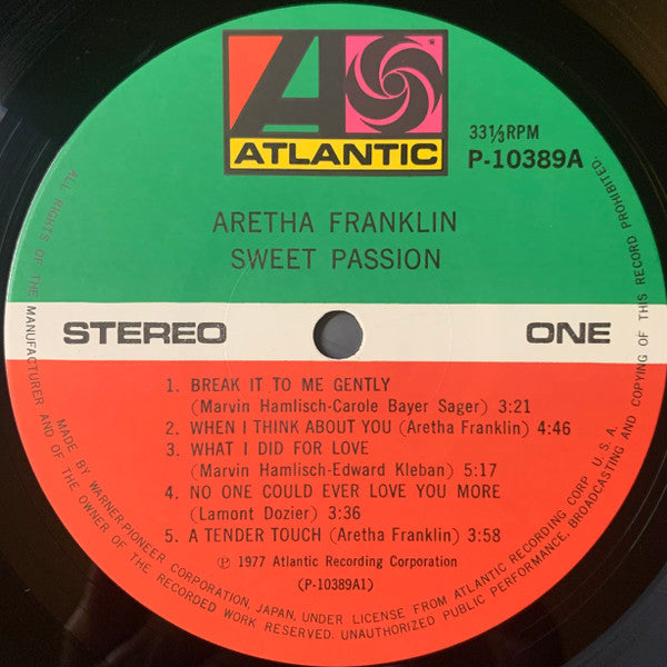 Aretha Franklin - Sweet Passion (Vinyl, LP, Album, Stereo) Very Good Plus (VG+) / Very Good (VG)