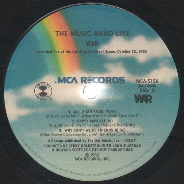War - The Music Band Live (Vinyl, LP, Album) Good Plus (G+) / Very Good (VG)
