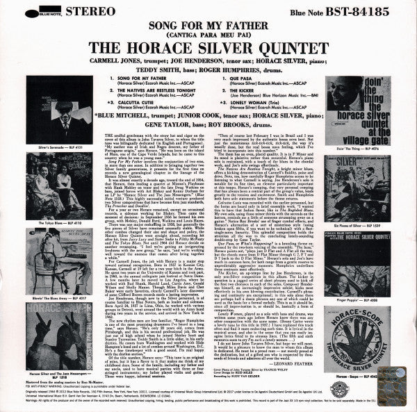 The Horace Silver Quintet - Song For My Father (Cantiga Para Meu Pa...