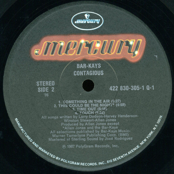 Bar-Kays - Contagious (Vinyl, LP, Album, Stereo) Very Good (VG) / Very Good (VG)