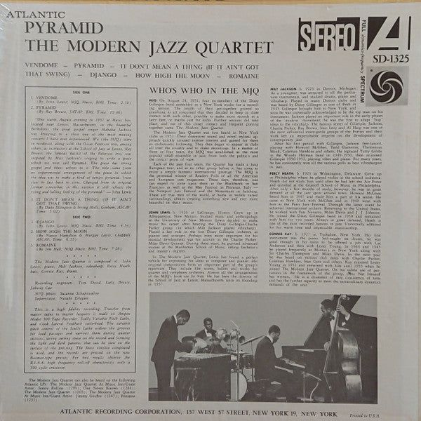The Modern Jazz Quartet - Pyramid (Vinyl, LP, Album, Reissue, Stereo)