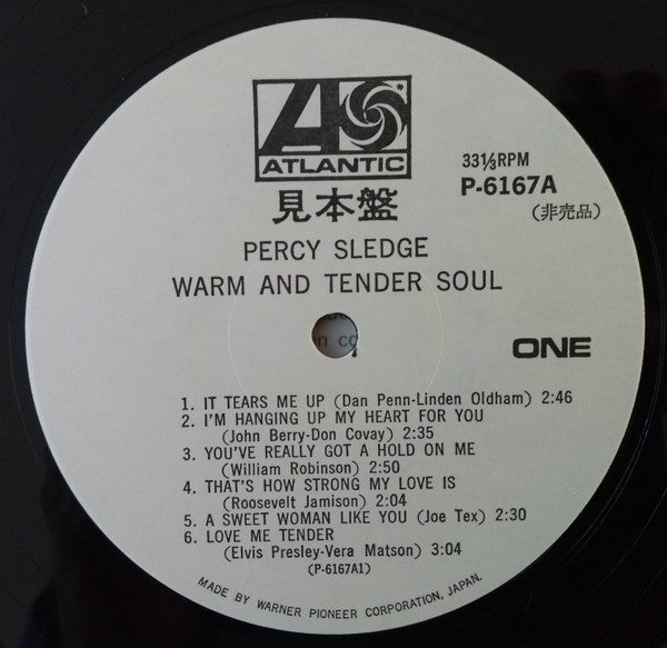 Percy Sledge - Warm & Tender Soul (Vinyl, LP, Album, Promo, Mono) Very Good Plus (VG+) / Very Good (VG)