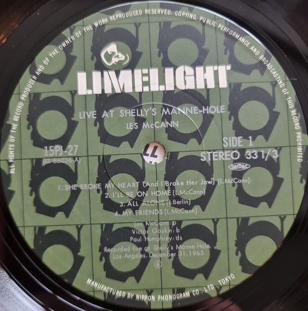 Les McCann Ltd. - Live At Shelly's Manne-Hole (Vinyl, LP, Album, Reissue, Stereo) Very Good (VG) / Good (G)