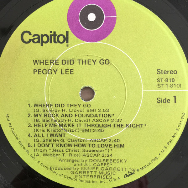 Peggy Lee - Where Did They Go (Vinyl, LP, Album) Very Good (VG) / Very Good (VG)