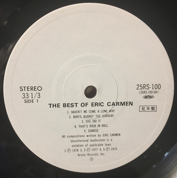 Eric Carmen - The Best Of Eric Carmen (Vinyl, LP, Compilation, Promo) Near Mint (NM or M-) / Very Good Plus (VG+)