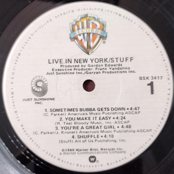 Stuff (2) - Live In New York (Vinyl, LP, Album) Very Good (VG) / Very Good (VG)