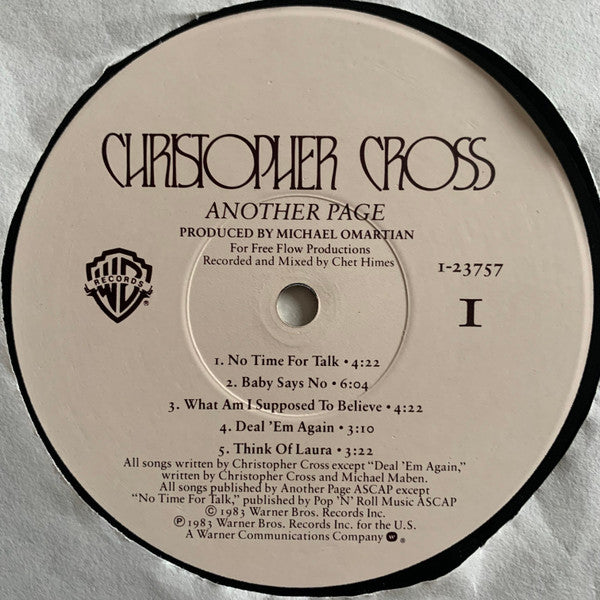 Christopher Cross - Another Page (Vinyl, LP, Album) Good Plus (G+) / Very Good Plus (VG+)