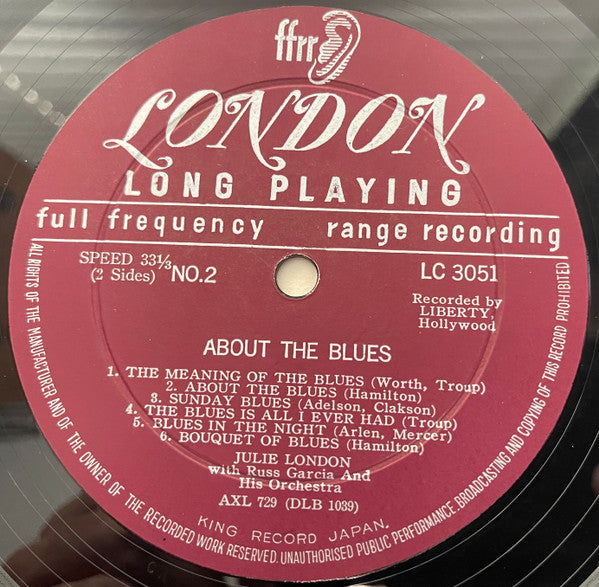 Julie London - About The Blues (Vinyl, LP) Good Plus (G+) / Good Plus (G+)