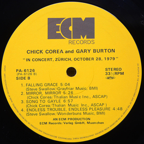 Gary Burton / Chick Corea - In Concert, Zürich, October 28, 1979 (2xVinyl, LP, Album) Very Good Plus (VG+) / Very Good Plus (VG+)