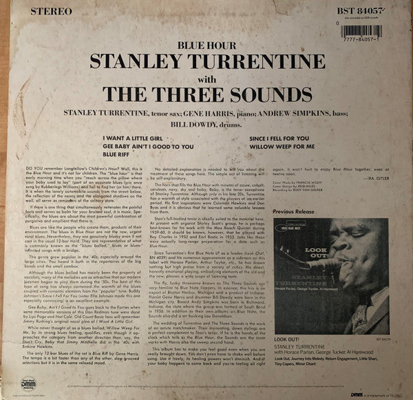 Stanley Turrentine - Blue Hour (Vinyl, LP, Album, Reissue, Remastered) Very Good Plus (VG+) / Very Good Plus (VG+)