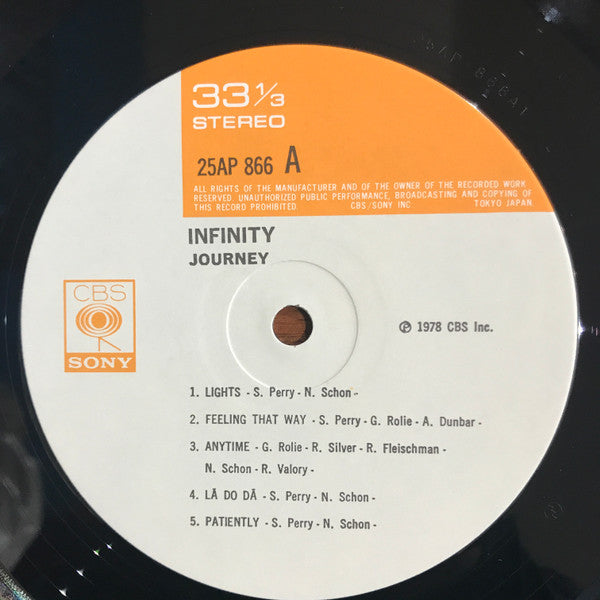 Journey - Infinity (Vinyl, LP, Album, Reissue, Stereo) Very Good Plus (VG+) / Very Good (VG)