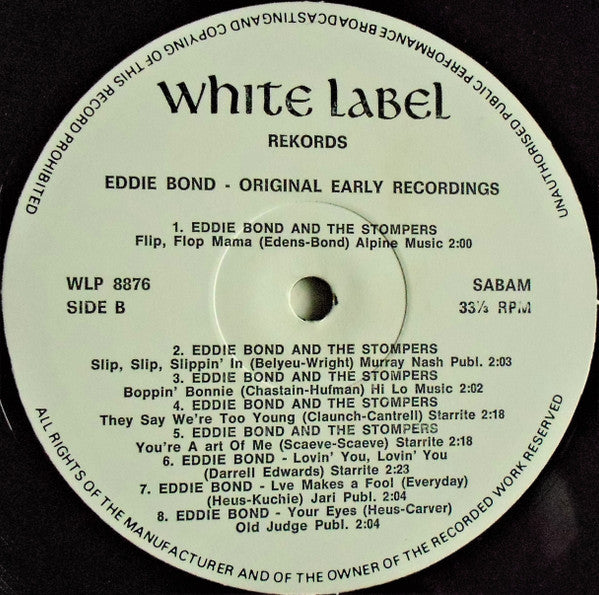 Eddie Bond - Original Early Recordings (Vinyl, LP, Compilation) Very Good Plus (VG+) / Very Good Plus (VG+)