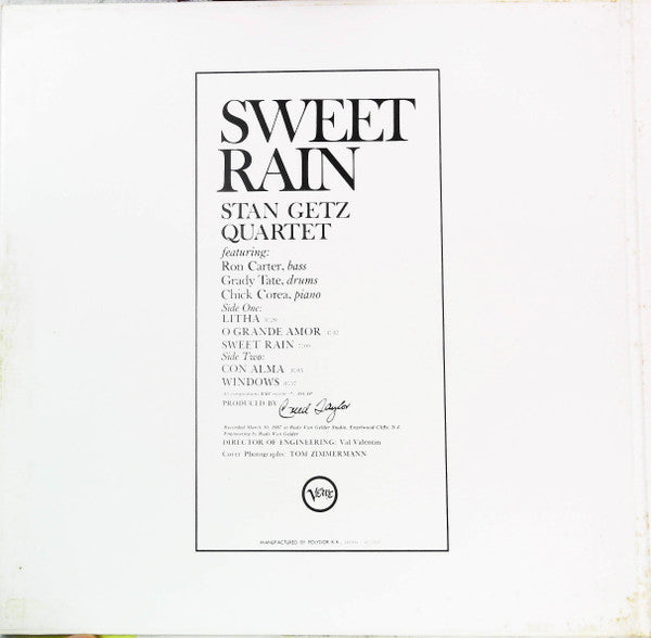 Stan Getz - Sweet Rain (Vinyl, LP, Album, Reissue)