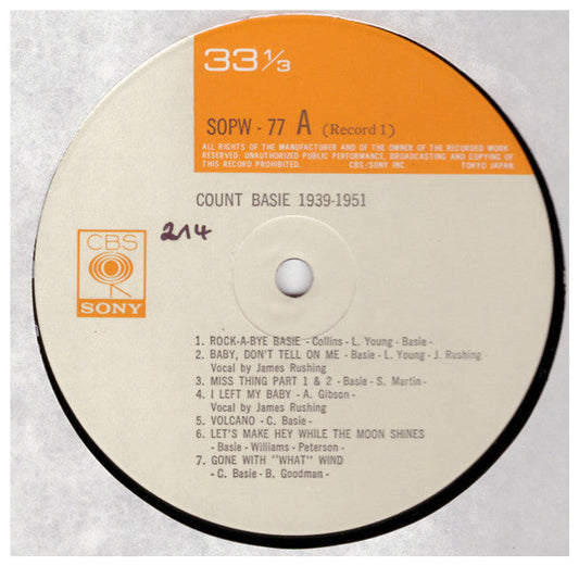 Count Basie - Count Basie 1939-1951 (2xVinyl, LP, Compilation) Very Good (VG) / Very Good Plus (VG+)