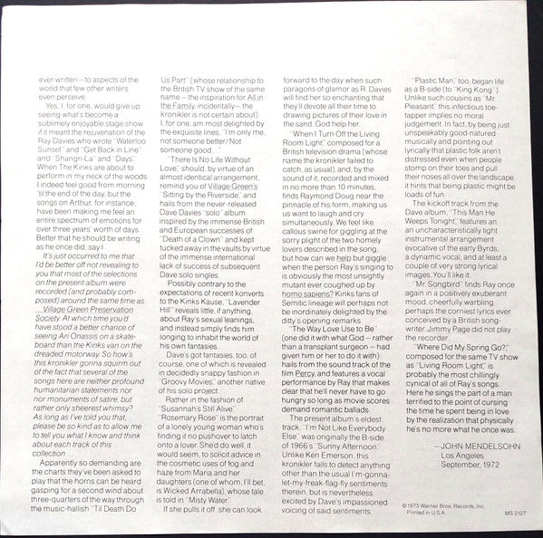 The Kinks - The Great Lost Kinks Album (Vinyl, LP, Album, Stereo, Mono) Very Good Plus (VG+) / Very Good Plus (VG+)